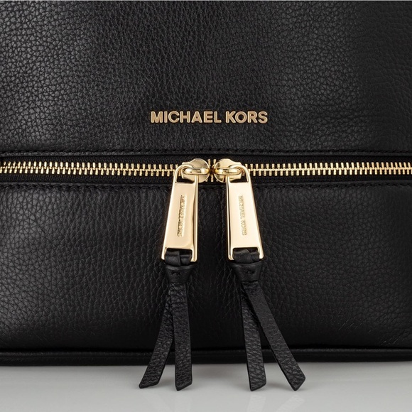 Michael Kors Rhea Zip Medium Leather Backpack, Black - Picture 7 of 7